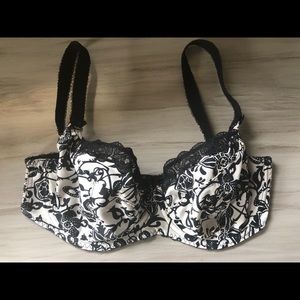 Fantasie Black and Ivory Print Bra, Size 34F